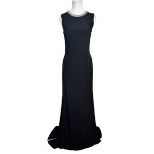 Sivalia Couture Formal Prom Gown Women Black Glam Bling Elegant Sheer Back Party